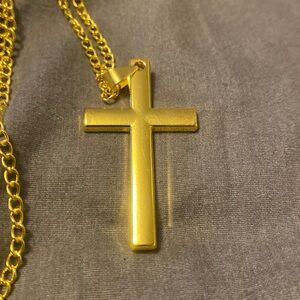 For men and women stainless steel gold colored vintage cross pendant necklace